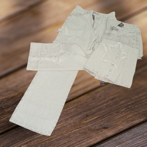 Jeans Wide Leg Gris Claro Parche Estrella - Imagen 5