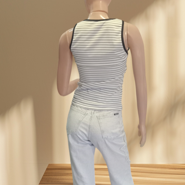 Musculosa Blanca a Rayas Negras Zoe - Imagen 3