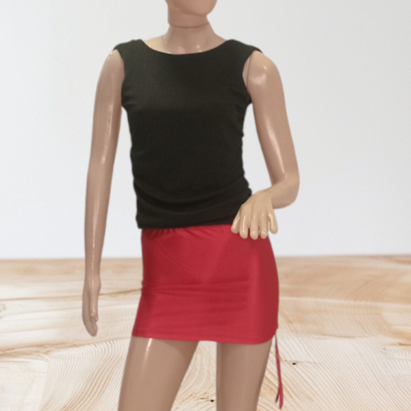 Musculosa Negra Gliter Frunce Lateral
