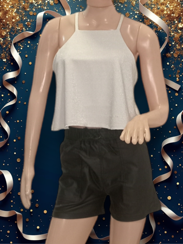 Top Musculosa Blanco Gliter Bretel Cruzado Atras