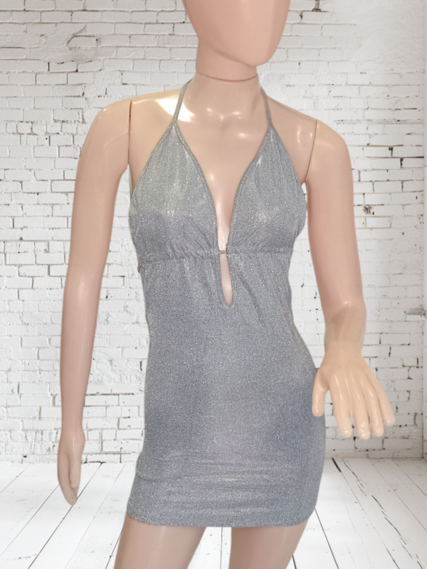 Vestido Crep Gliter Marylin Escote Profundo Atar