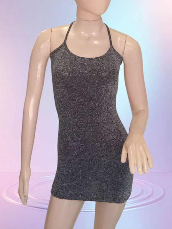 Vestido Lurex Gris Espalda P/Atar